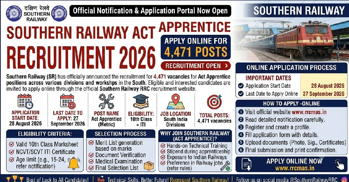 Southern Railway Act Apprentice Recruitment 2026